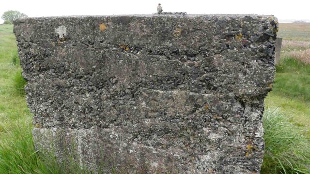 One of the Lindisfarne cubes, showing the distinctive, hastily-mixed WW2 concrete.